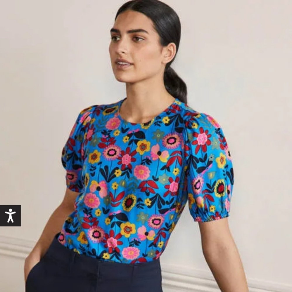 Boden Blue Floral Blouse